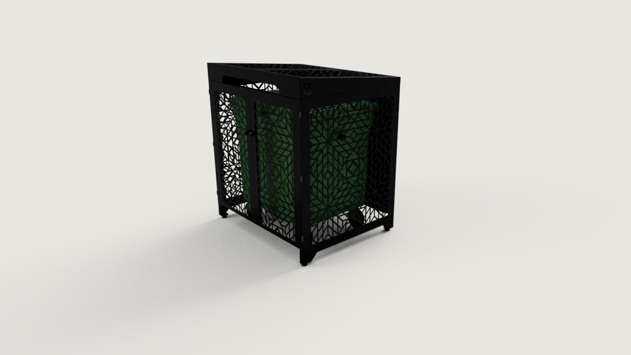 Premium Metal Bin Enclosure for 1 × 1100 L Bin Pattern #2