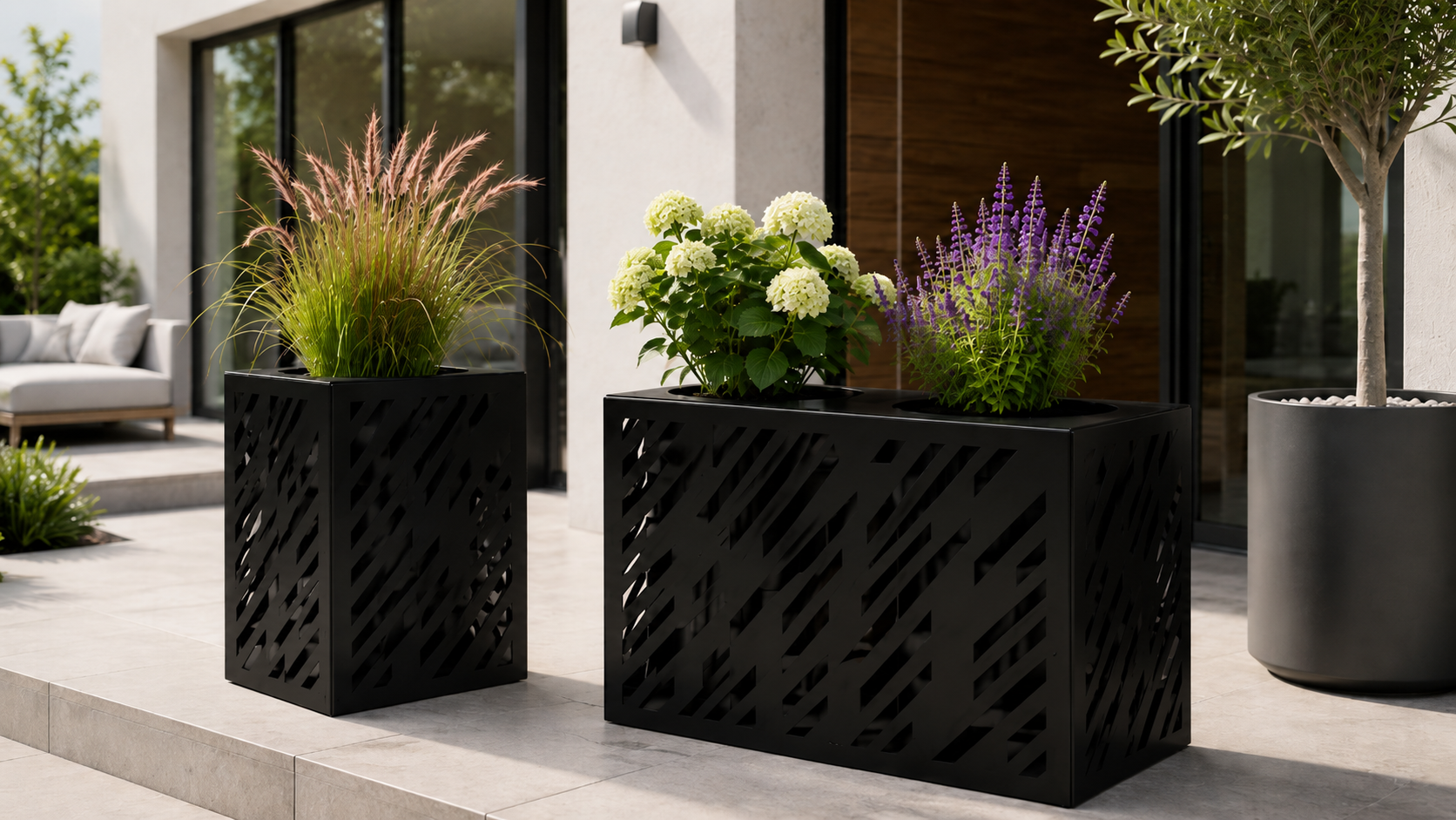 Laser-Cut Metal Flower Planters