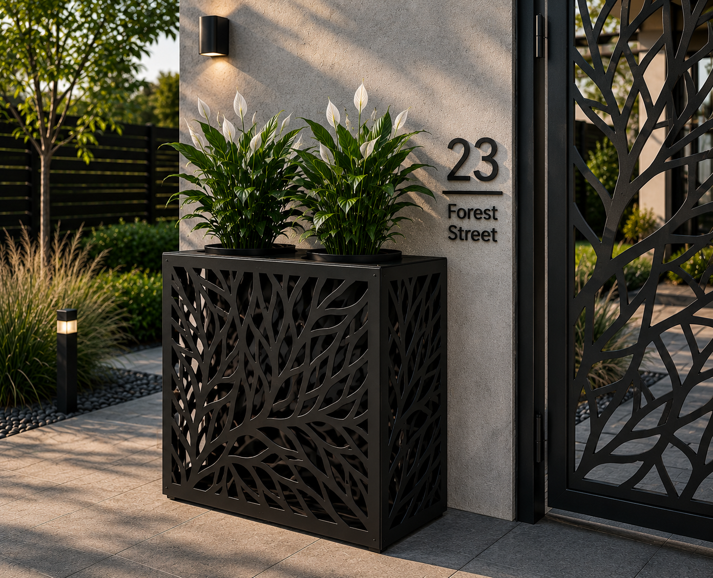 Laser-Cut Metal Flower Planters