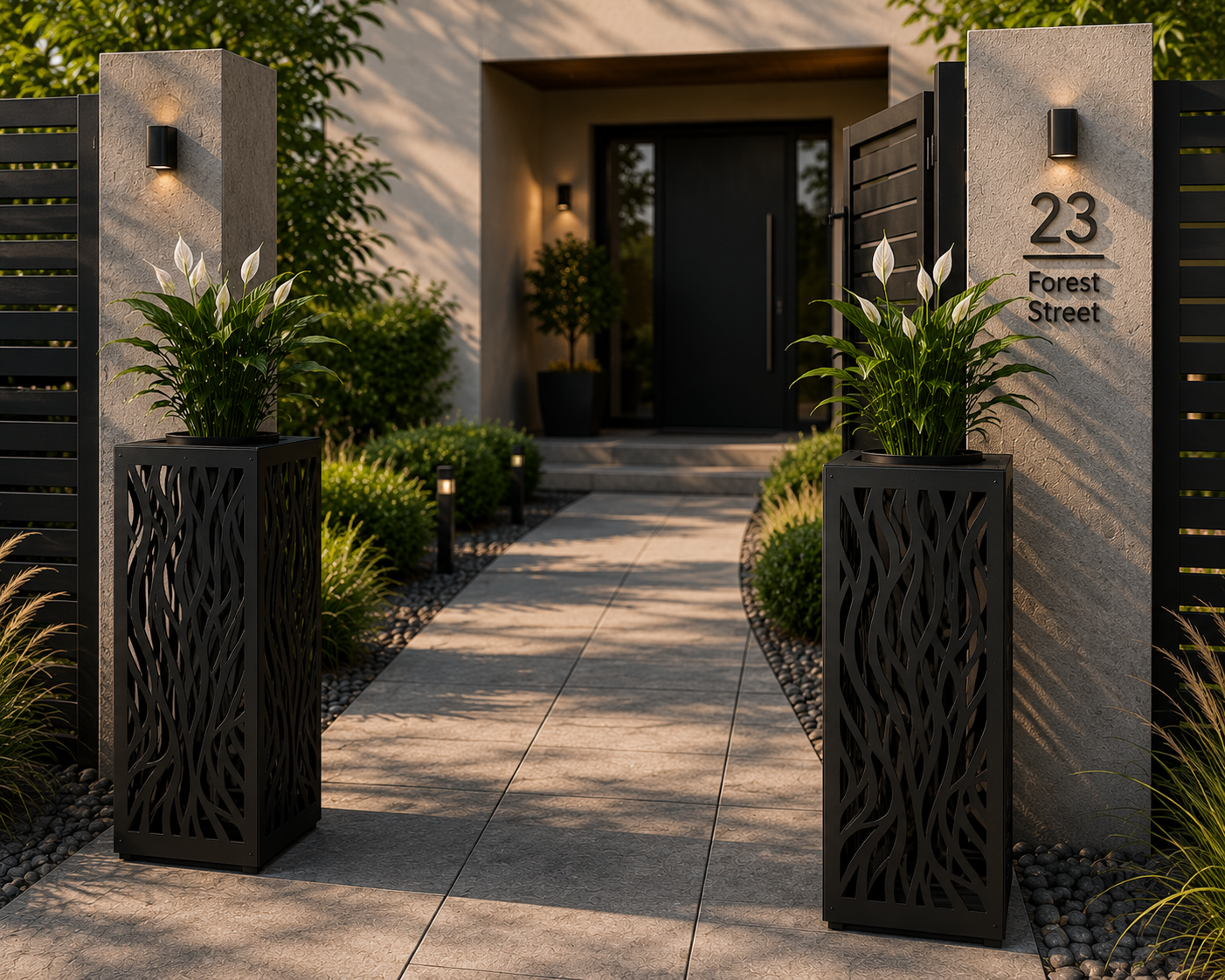 Laser-Cut Metal Flower Planters