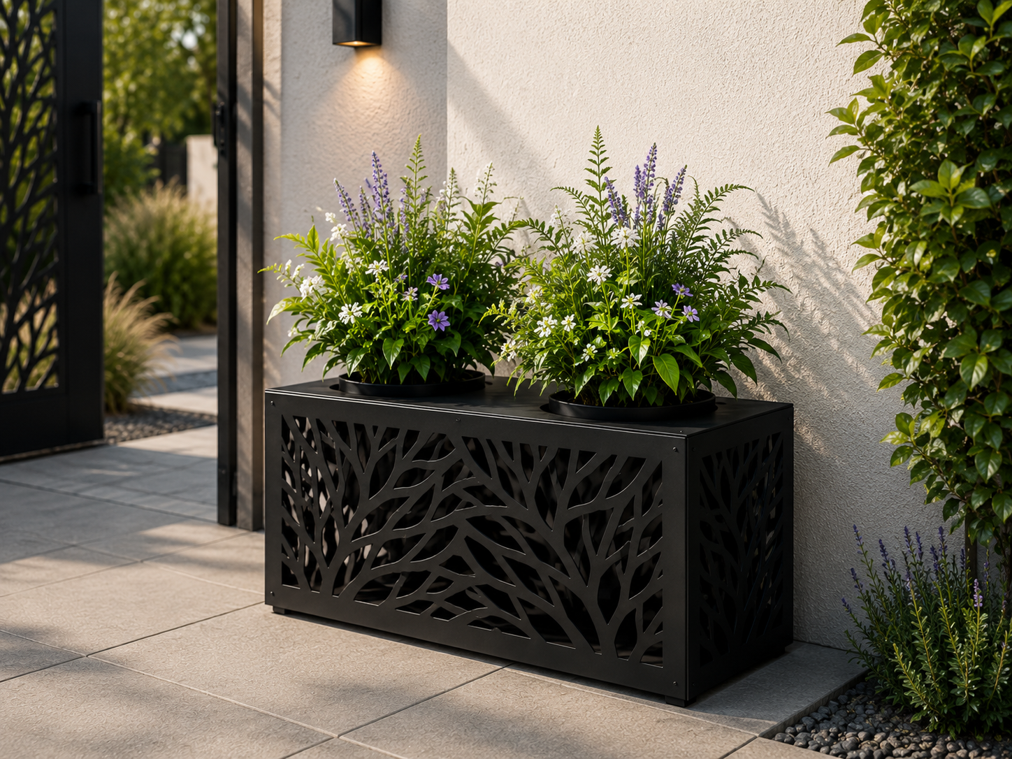 Laser-Cut Metal Flower Planters