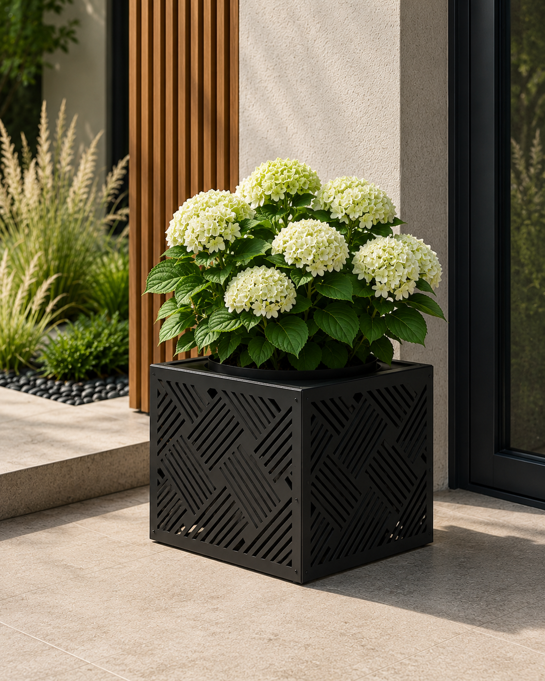 Laser-Cut Metal Flower Planters