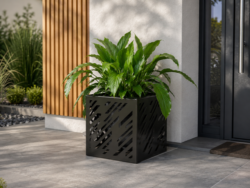 Laser-Cut Metal Flower Planters
