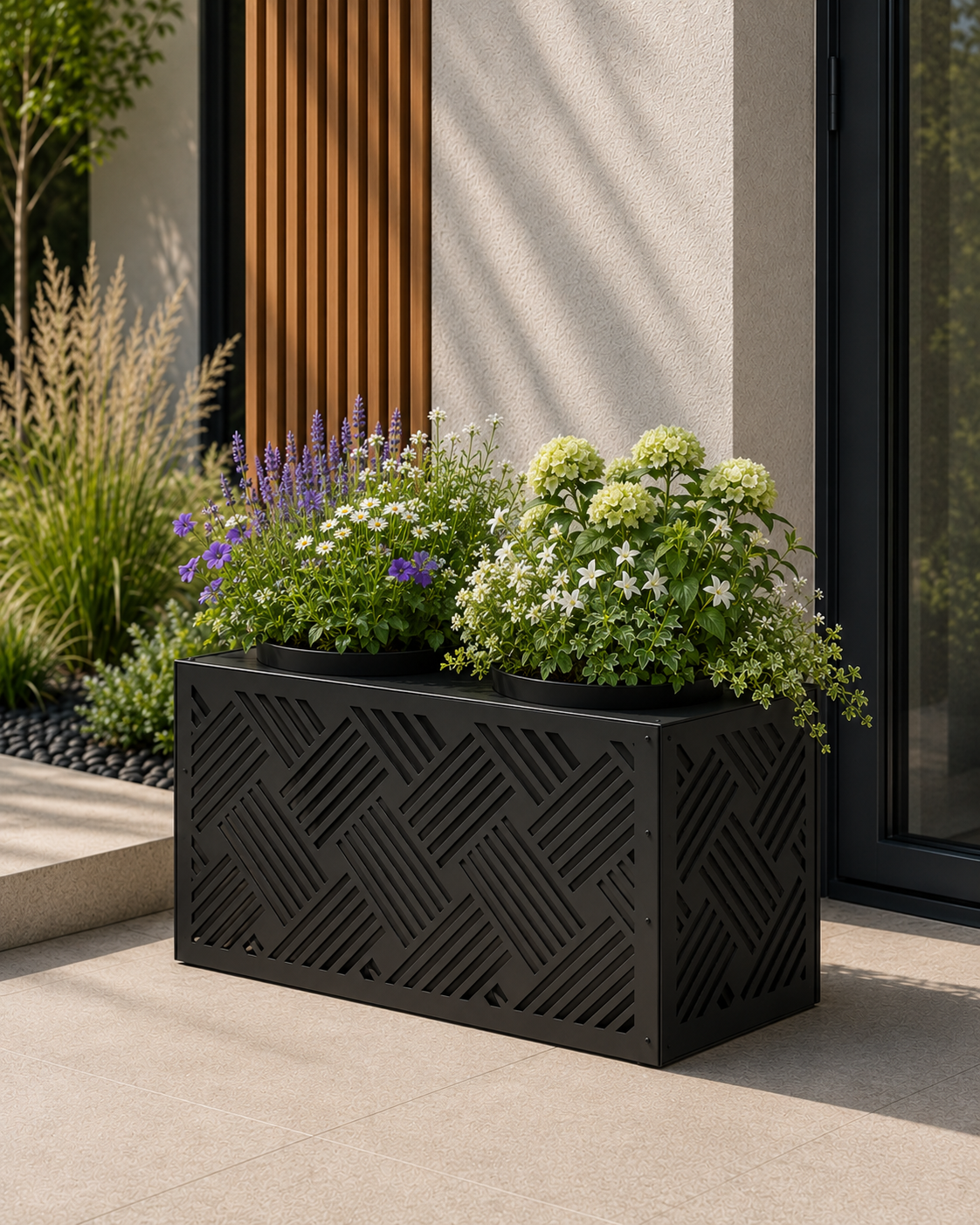 Laser-Cut Metal Flower Planters