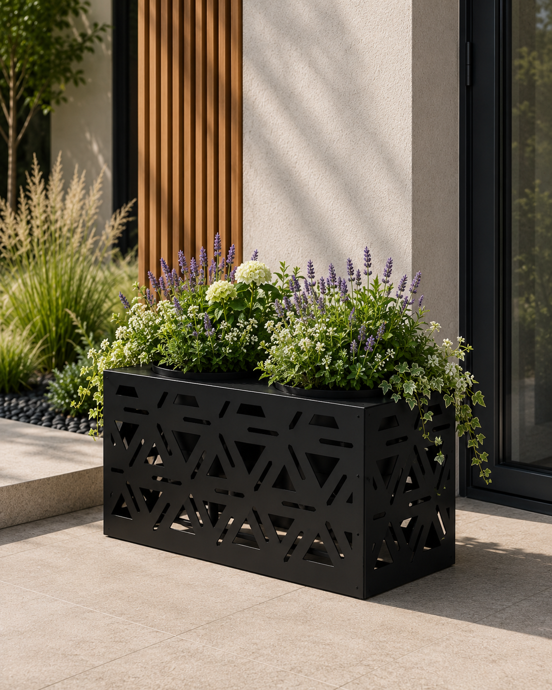 Laser-Cut Metal Flower Planters