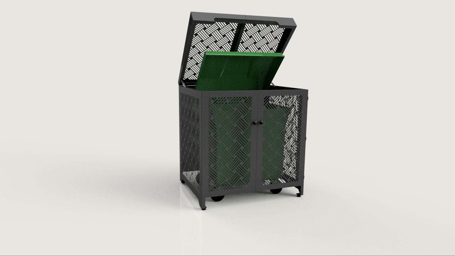 Premium Metal Bin Enclosure for 1 × 1100 L Bin Pattern #4