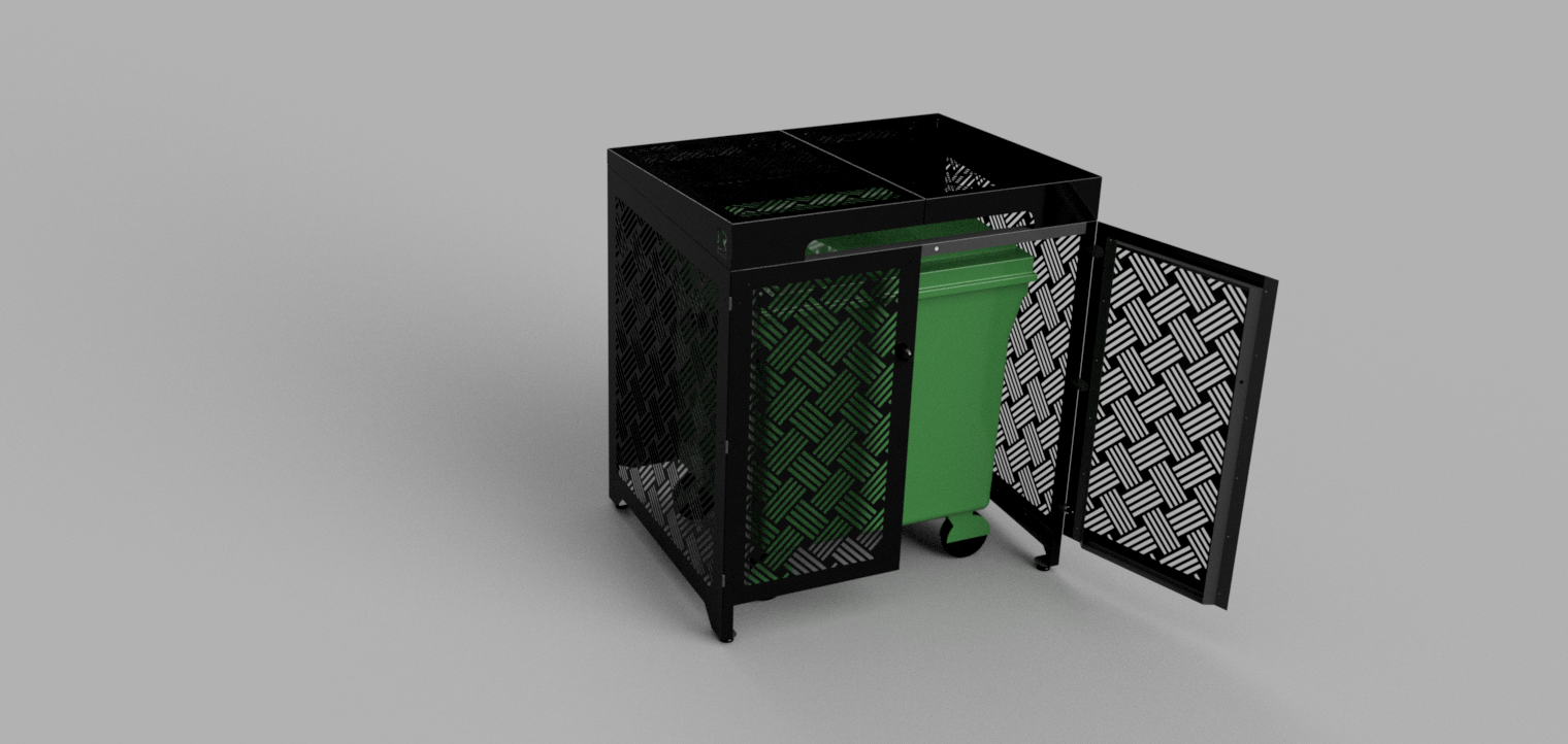 Premium Metal Bin Enclosure for 1 × 1100 L Bin Pattern #4