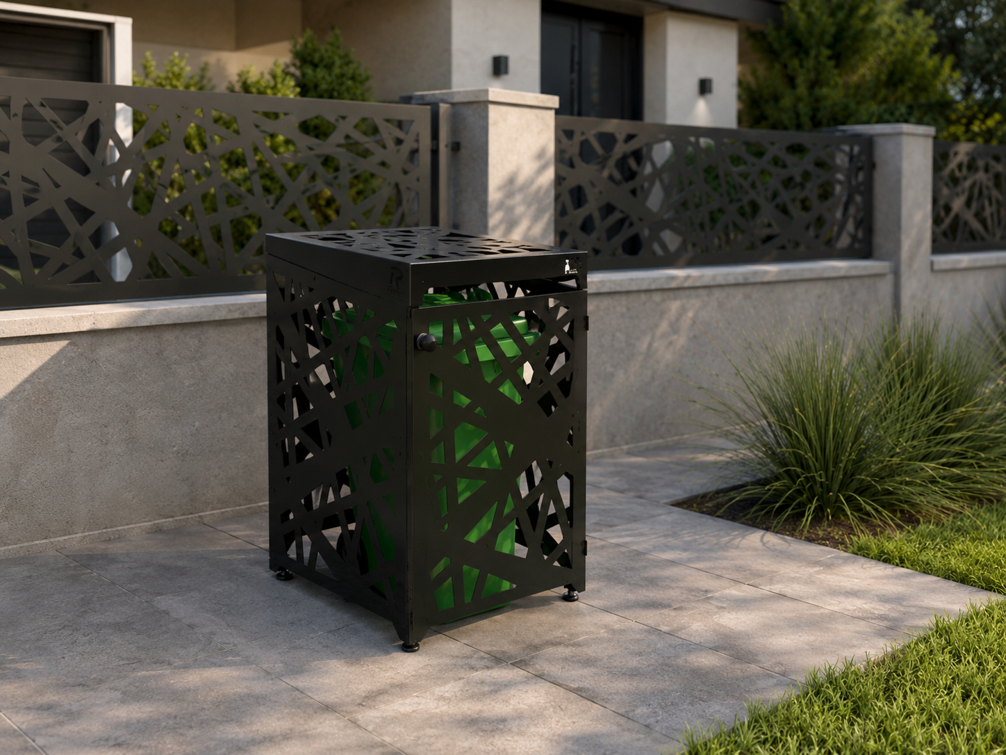 Premium Metal Bin Enclosure for 1 × 240 L Bin Pattern #5