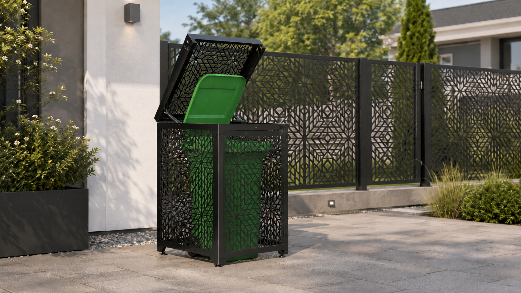 Premium Metal Bin Enclosure for 1 × 240 L Bin Pattern #2